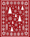 Red Snowflake Tree Patterned Rug