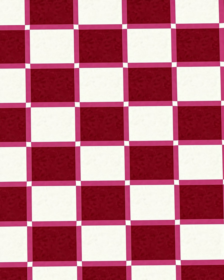 Classic Red White Checkerboard Pattern Rug