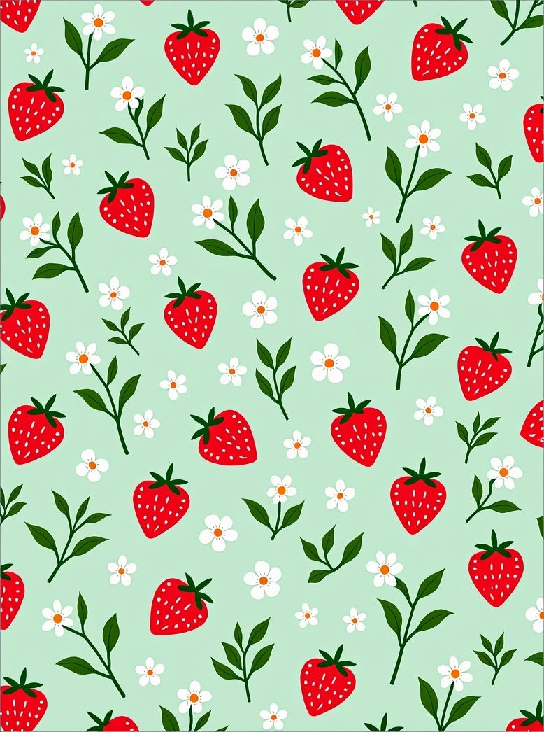 Red Strawberry White Daisy Pattern Rug