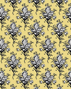 Black White Floral Vine Pattern Rug