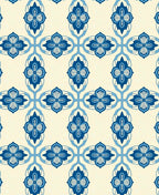 Classic Blue Floral Lattice Pattern Rug