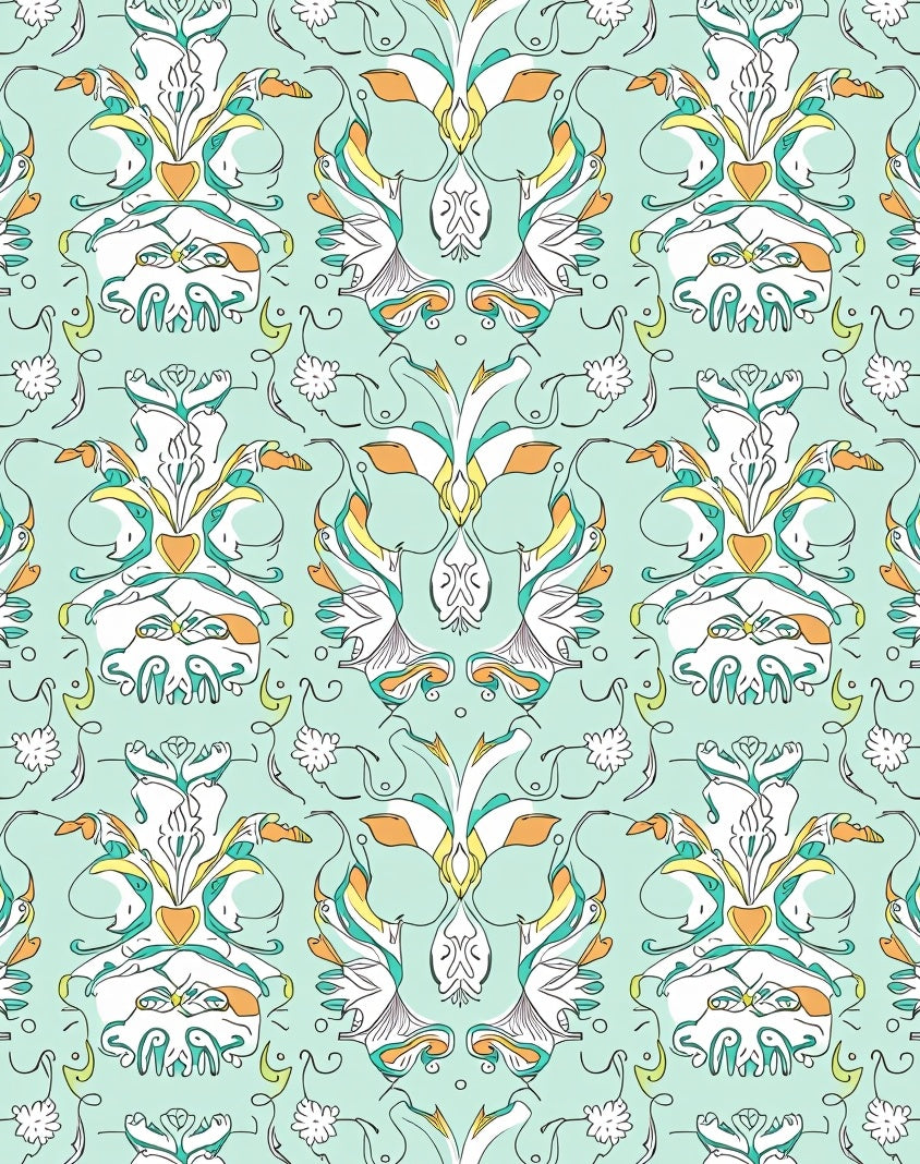 Ornate Floral Swirl Design Rug