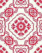 Intricate Red Floral Medallion Design Rug
