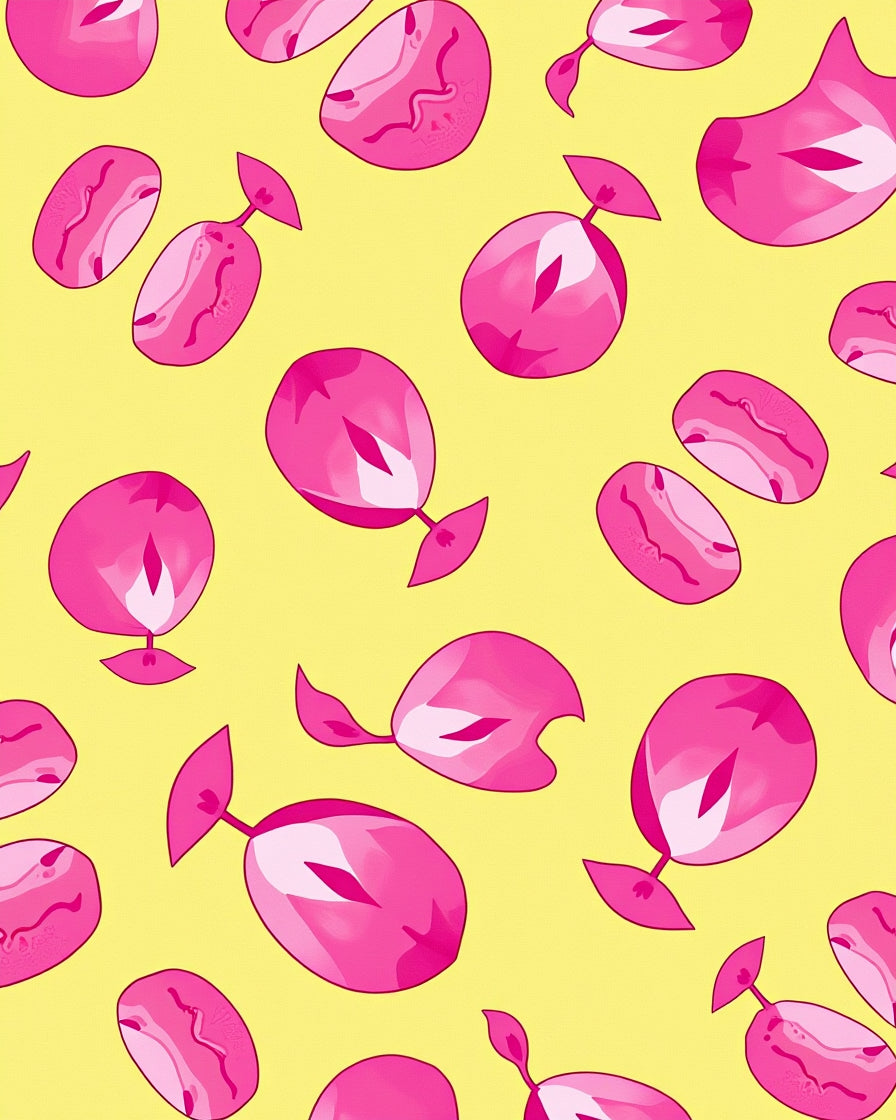 Pink Abstract Botanical Pattern Rug