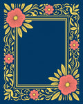 Coral Floral Vine Border Design Rug