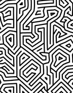 Black White Abstract Maze Pattern Rug