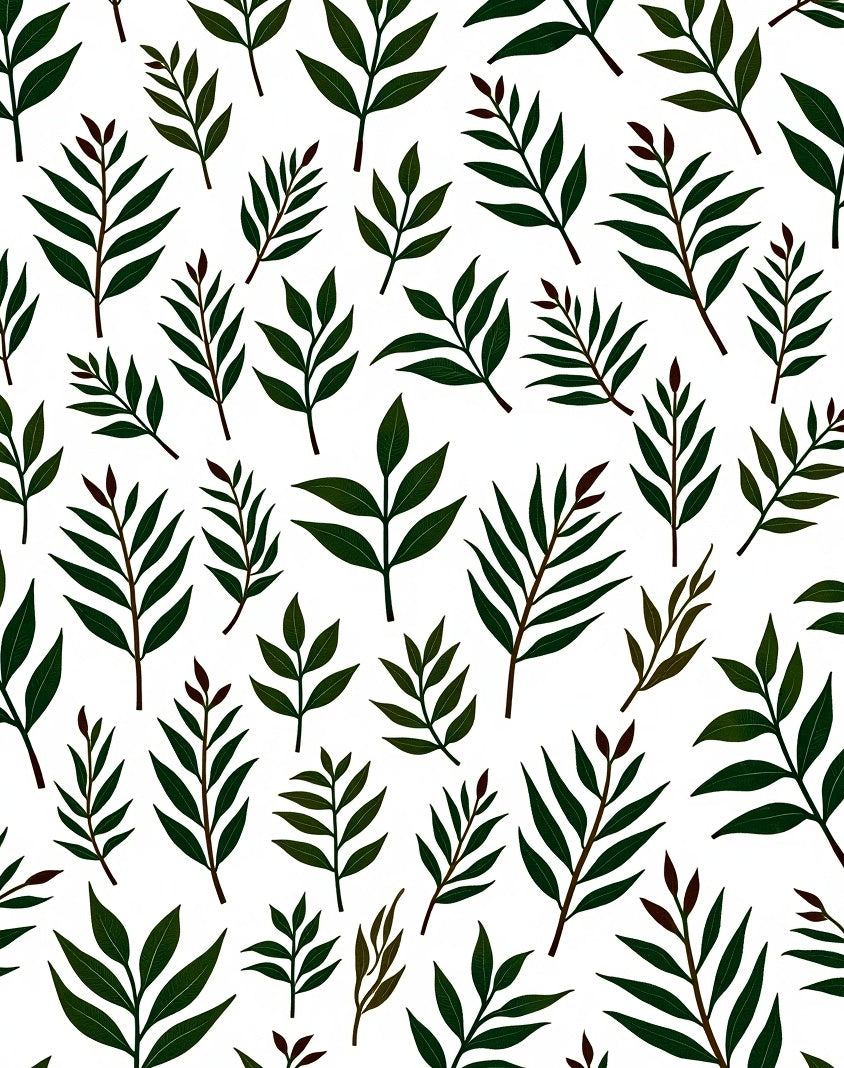 Green Leafy Branch Pattern Design Rug