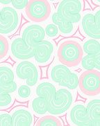 Whimsical Mint Pink Swirl Pattern Rug