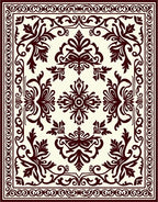 Intricate Floral Damask Pattern Rug