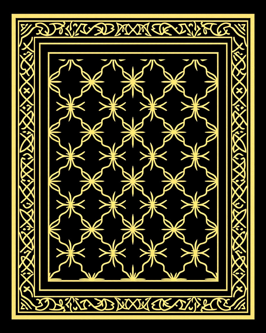 Golden Yellow Interlocking Star Border Rug