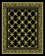 Golden Yellow Interlocking Star Border Rug