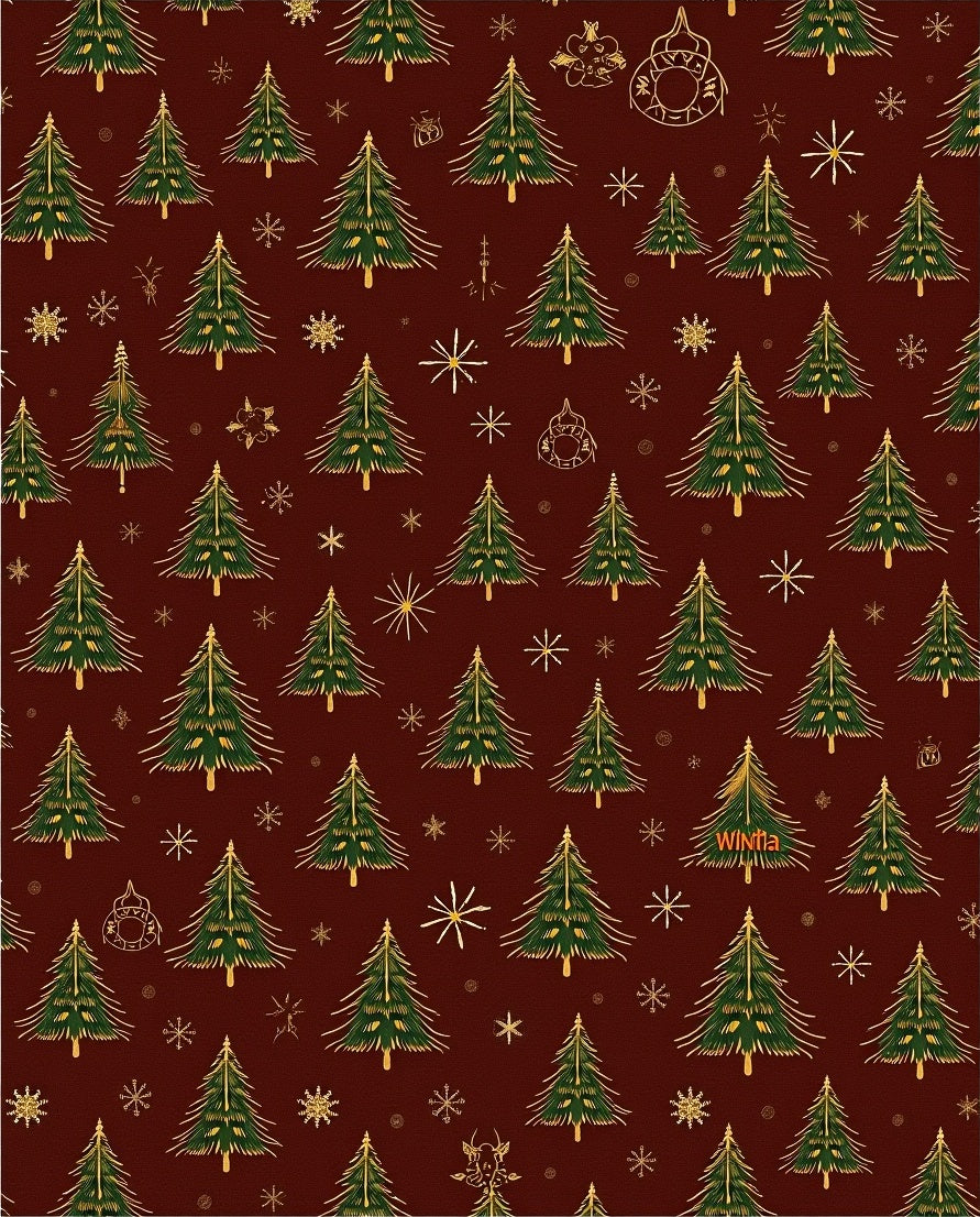 Festive Green Pine Tree Pattern Rug