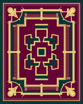 Deep Plum Gold Art Deco Geometric Design Rug