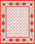 Red Floral Border Geometric Center Rug