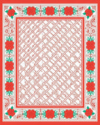 Red Floral Border Geometric Center Rug