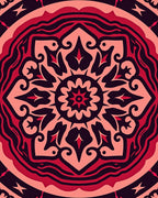 Radiant Red Mandala Pattern Rug