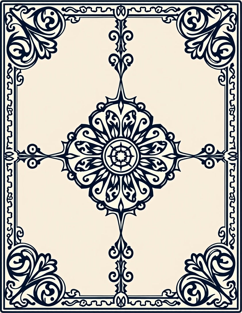 Ornate Floral Border Design Rug