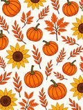 Whimsical Pumpkin Sunflower Leaf Print Rug