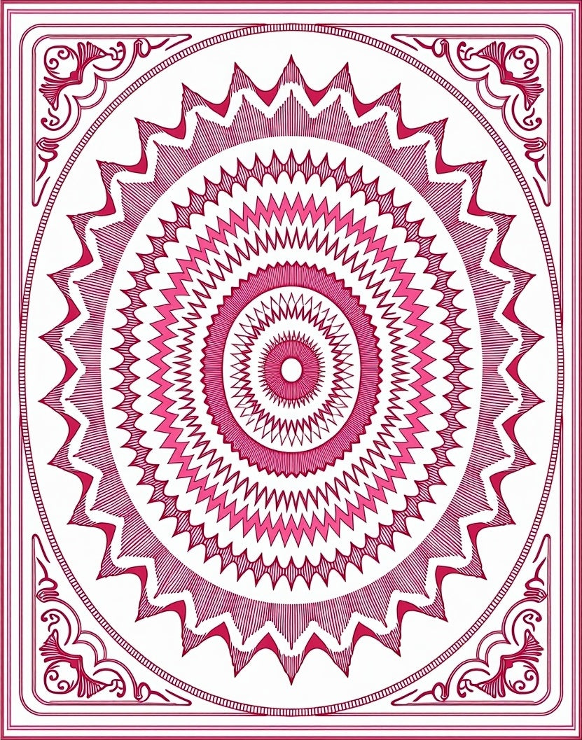 Mandala Design radial pattern Pink Rug