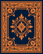 Ornate Floral Frame Art Rug
