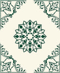 Deep Emerald Floral Mandala Border Rug