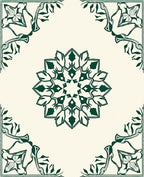 Deep Emerald Floral Mandala Border Rug