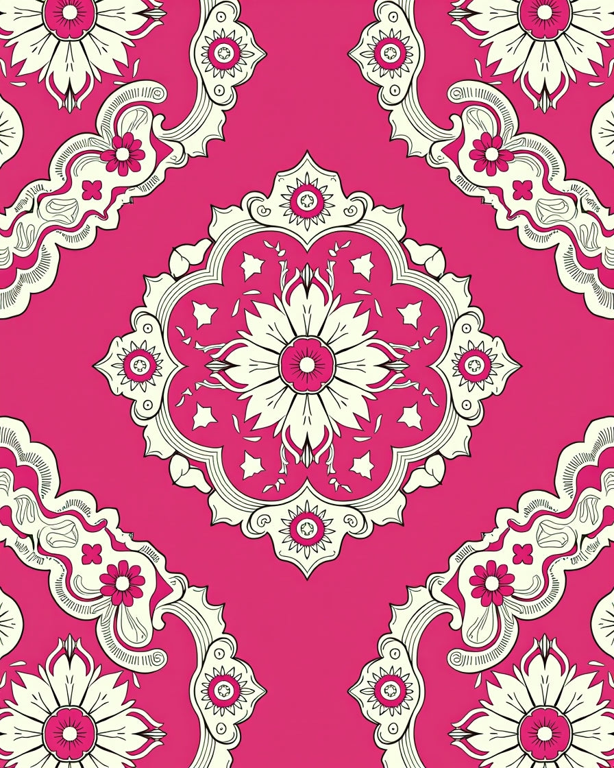 Ornate Floral Medallion Pattern Rug