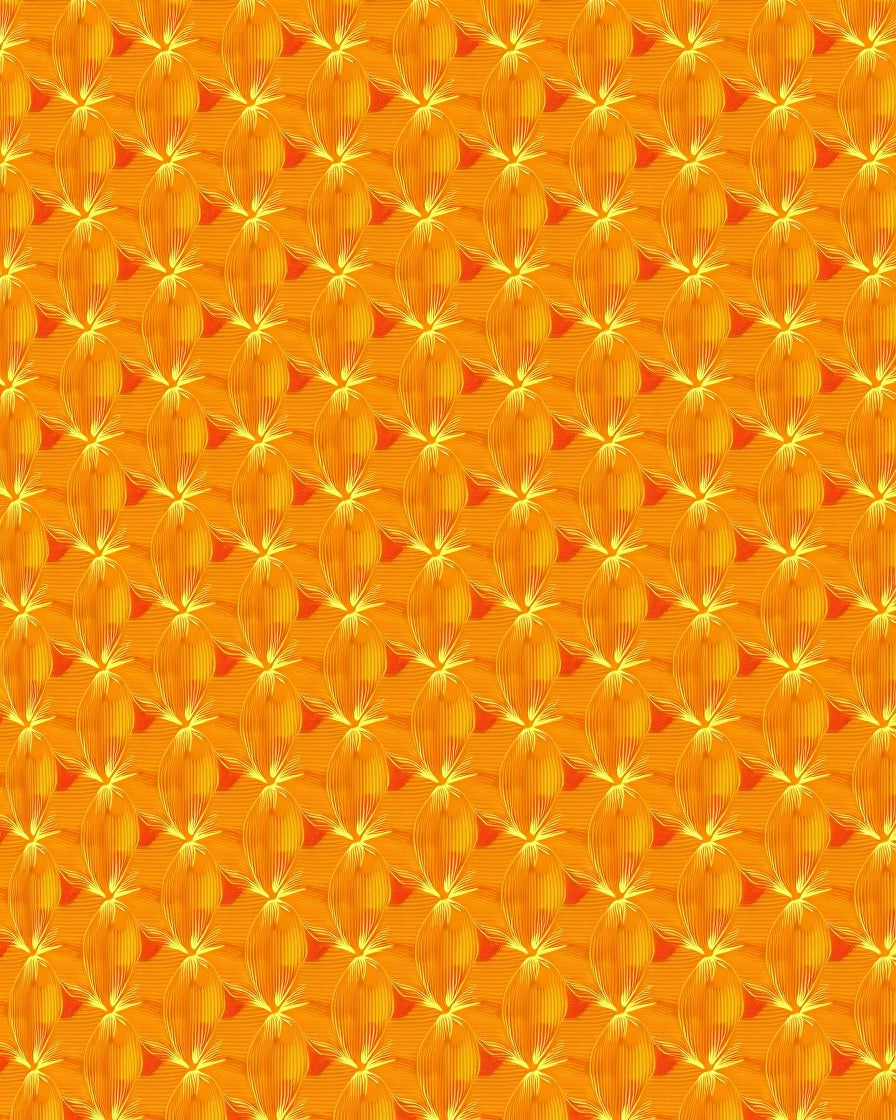 Orange Floral Swirls Pattern Rug