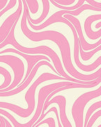 Swirl Abstract Pink And Cream Pattern Rug