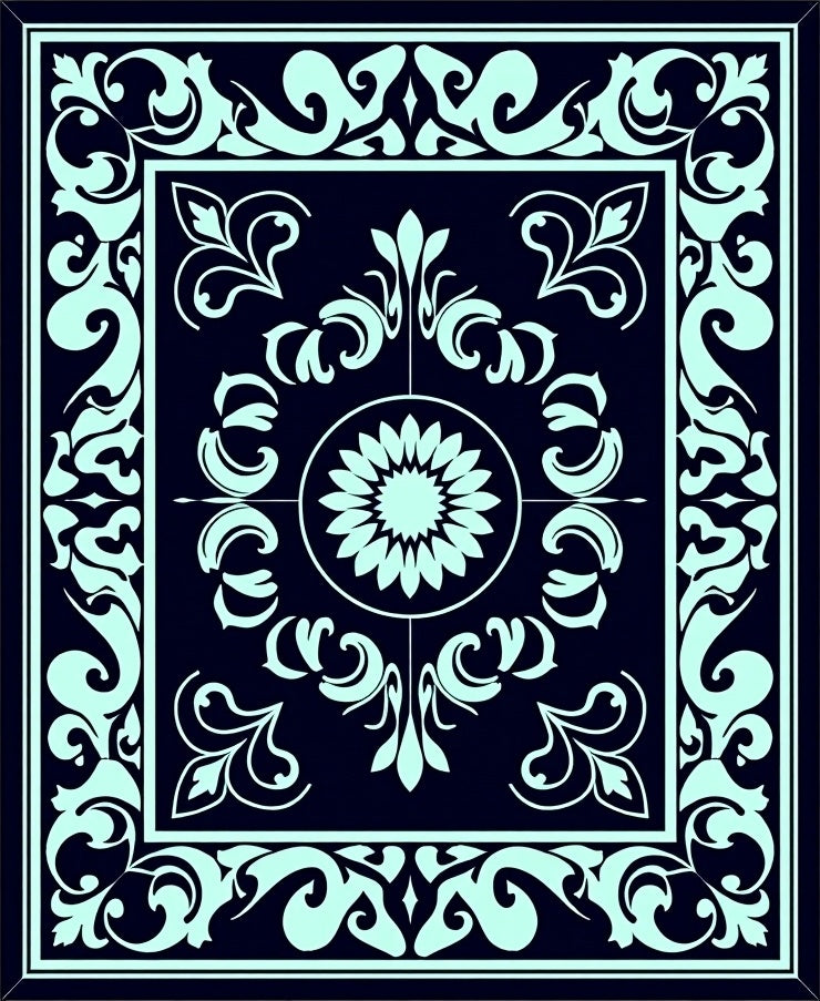 Vintage Floral Scrollwork Pattern Rug