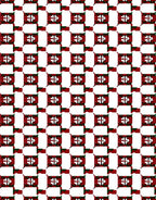 Red White Geometric Square Pattern Rug