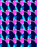 Vibrant Pink Blue Geometric Stacked Pattern Rug