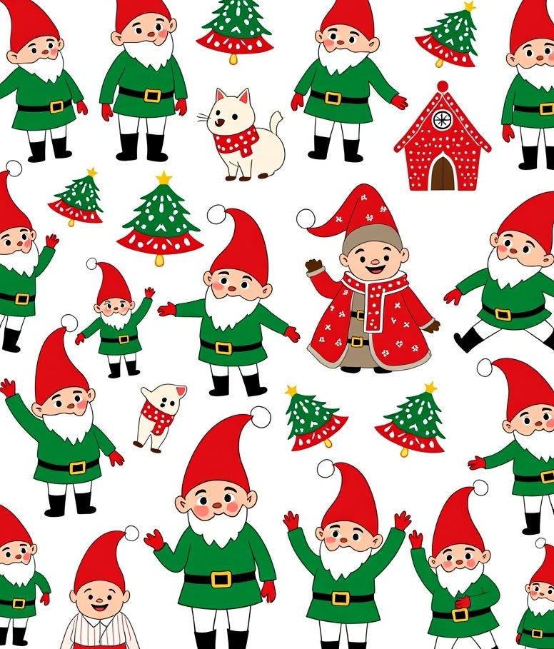 Cute Christmas Gnomes And Trees Rug