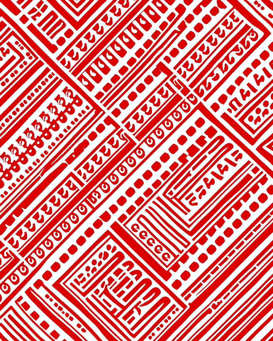 Red White Geometric Pattern Design Rug