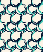 Abstract Teal Navy Link Pattern Rug