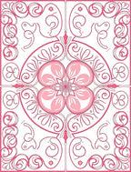 Ornate Floral Symmetry Pink Pattern Rug