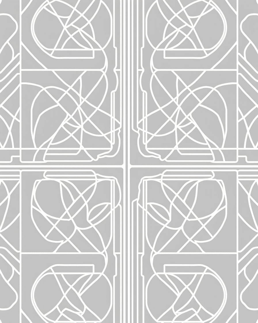 Monochromatic Abstract Line Art Pattern Rug