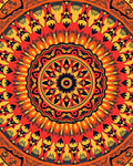 Vibrant Orange Yellow Floral Mandala Design Rug