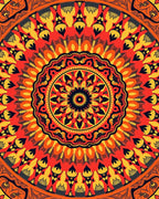 Vibrant Orange Yellow Floral Mandala Design Rug