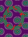 Festive Evergreen Wreath Design Rug