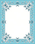 Blue Floral Vine Elegant Frame Rug