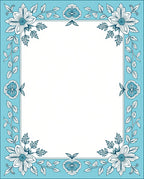 Blue Floral Vine Elegant Frame Rug
