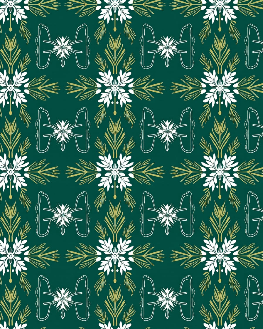 Forest Green White Floral Laurel Rug