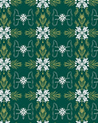 Forest Green White Floral Laurel Rug