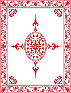 Traditional Red Floral Medallion Frame Rug
