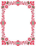 Red Green Floral Border Design Rug