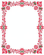 Red Green Floral Border Design Rug