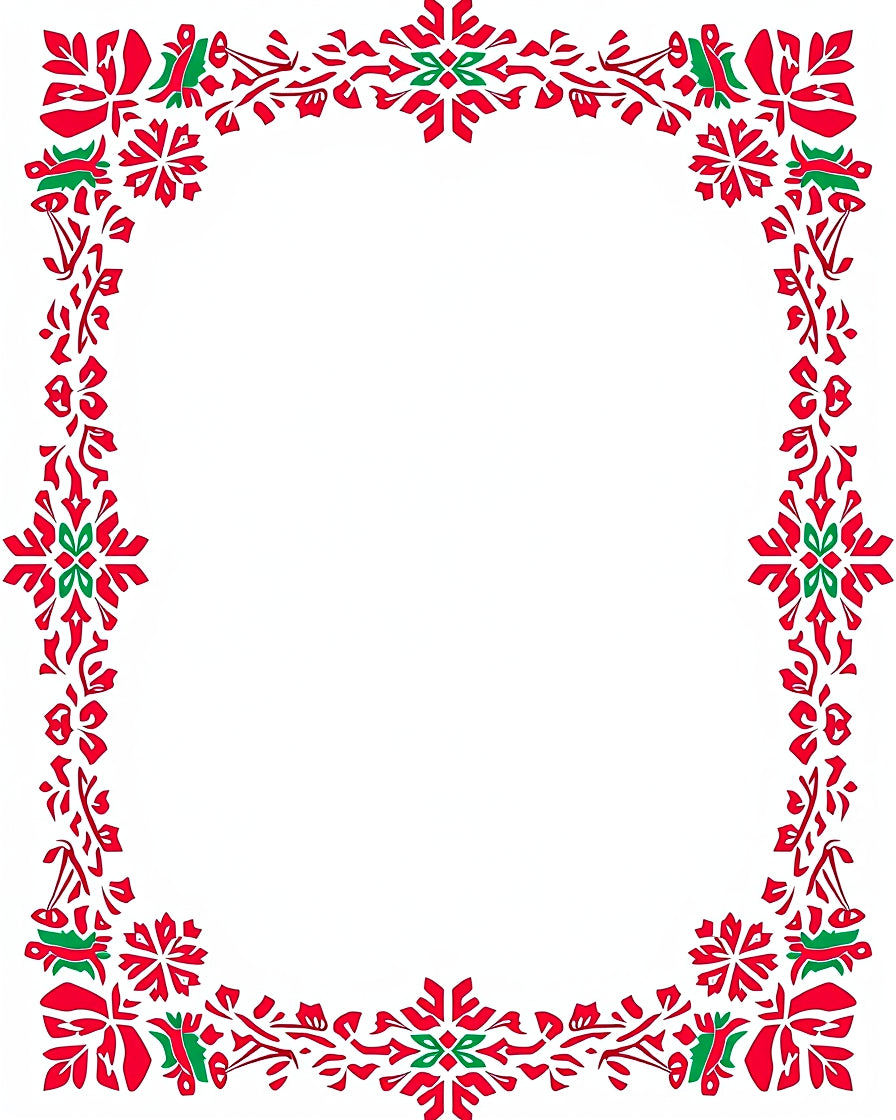 Red Green Floral Border Design Rug