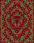 Elegant Green Leaf Vine Pattern Rug