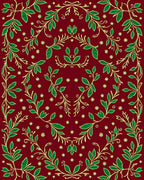Elegant Green Leaf Vine Pattern Rug